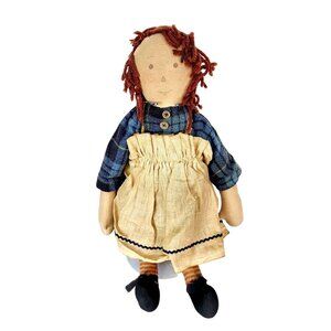 Vintage Primitive Cloth Doll Yarn Hair Antique Clothes